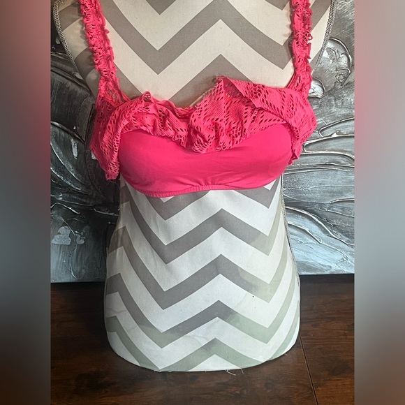 Becca Hot Pink Bikini Swim Top Bra Top Size Medium - Picture 2 of 9